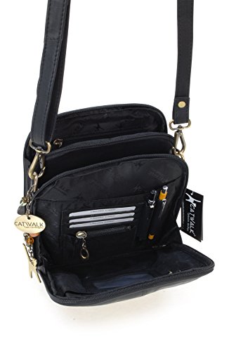 Catwalk Collection Women's Leather Cross Body Shoulder Bag