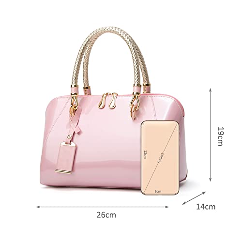 Designer Pink Patent Leather Women's Handbag (ND-2AZN002)