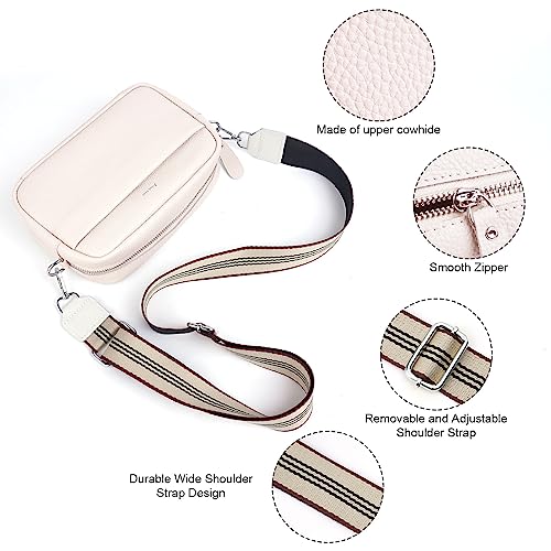 Aucuu White Leather Crossbody Bag - Versatile Straps