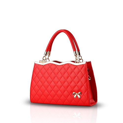 Nicole&Doris Red Diamond Lattice Designer Handbag