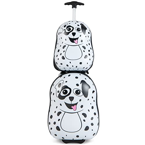 GYMAX Kids Luggage Set, Hand Trolley Case with Spinner Wheels