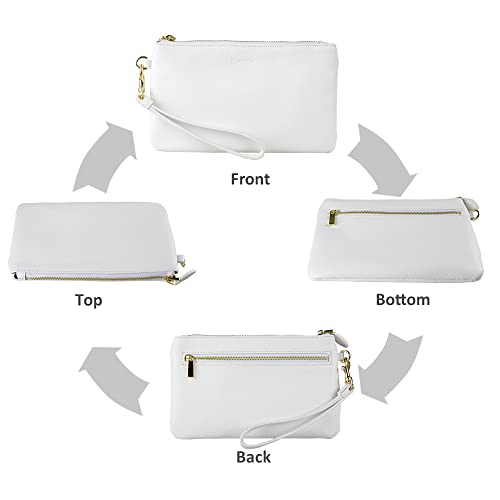Befen Genuine Leather Minimalist Handbag Clutch (White)