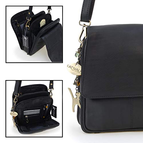 Catwalk Collection Women's Leather Cross Body Shoulder Bag