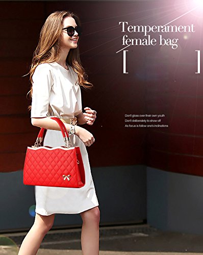 Nicole&Doris Red Diamond Lattice Designer Handbag