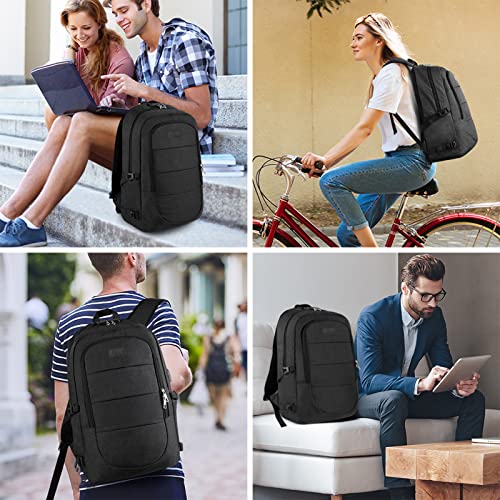Black Anti-Theft Laptop Backpack with USB Charging Port