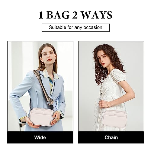 Aucuu White Leather Crossbody Bag - Versatile Straps