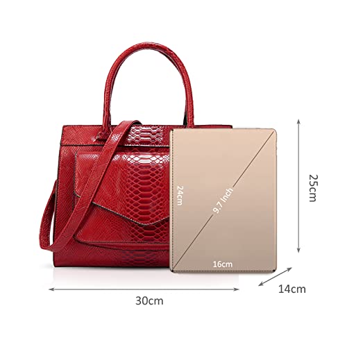 NICOLE & DORIS Crocodile Fashion Handbags - Red
