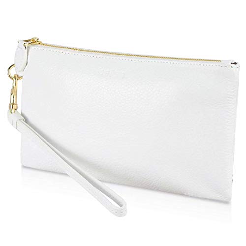 Befen Genuine Leather Minimalist Handbag Clutch (White)