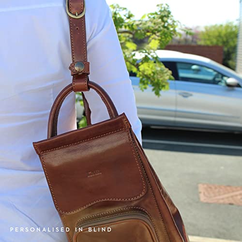 Maxwell Scott Carli Leather Backpack Handbag Italy Chestnut Tan