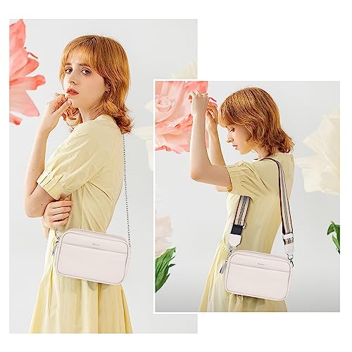 Aucuu White Leather Crossbody Bag - Versatile Straps