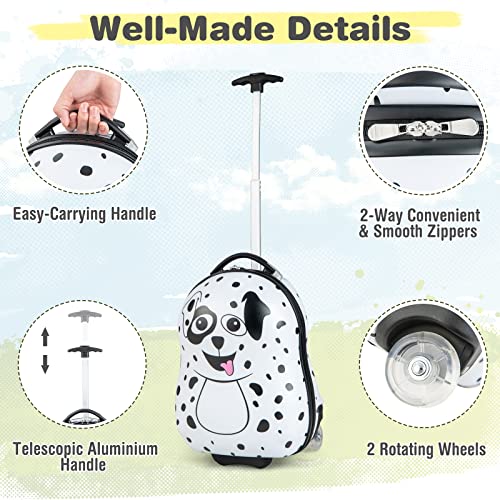 GYMAX Kids Luggage Set, Hand Trolley Case with Spinner Wheels