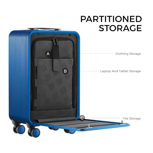 TUPLUS Aluminum Hardside Spinner Carry-On Handbag, Blue