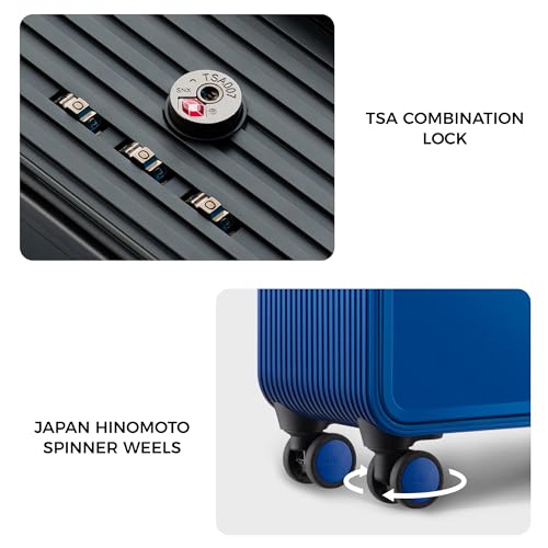 TUPLUS Aluminum Hardside Spinner Carry-On Handbag, Blue