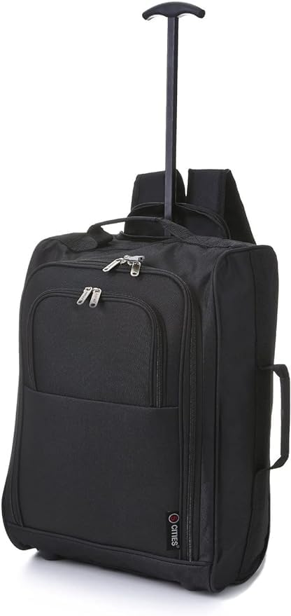 5 Cities Black Cabin Trolley Backpack Hand Luggage