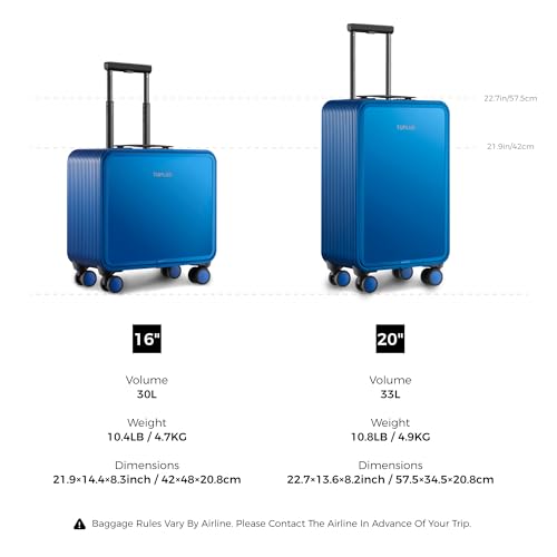 TUPLUS Aluminum Hardside Spinner Carry-On Handbag, Blue