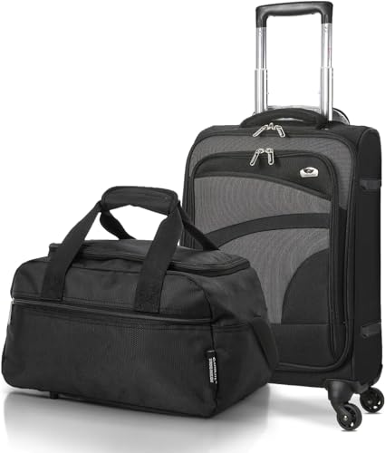 Aerolite Lightweight Black Spinner Luggage Trolley Case