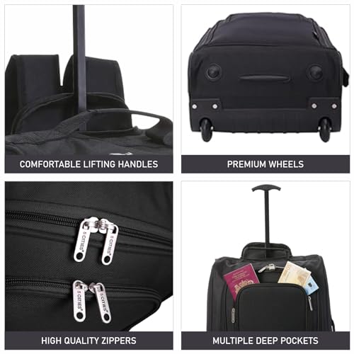 5 Cities Black Cabin Trolley Backpack Hand Luggage