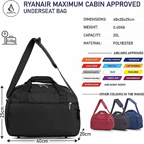 Aerolite Lightweight Black Spinner Luggage Trolley Case
