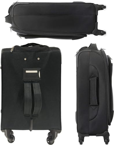 Aerolite Lightweight Black Spinner Luggage Trolley Case