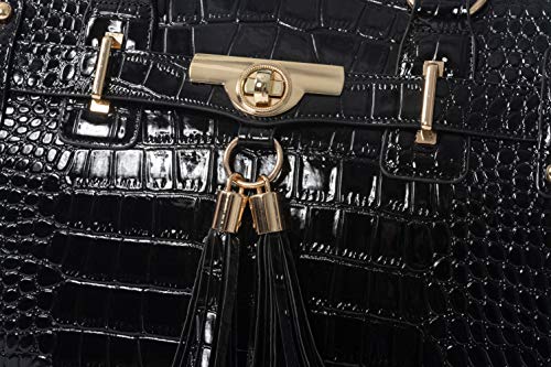 Stylish Patent Alligator Rolling Tote Bag for Tech Gadgets