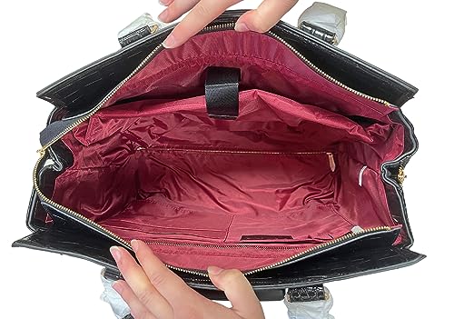 Stylish Patent Alligator Rolling Tote Bag for Tech Gadgets