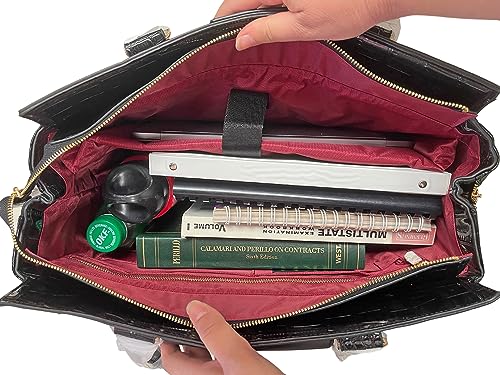 Stylish Patent Alligator Rolling Tote Bag for Tech Gadgets