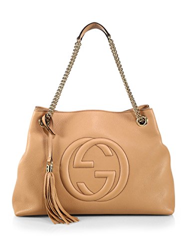 Gucci Camel Pebbled Leather Soho Shoulder Bag Tassel