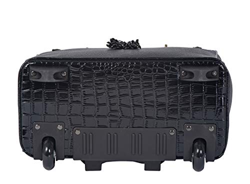 Stylish Patent Alligator Rolling Tote Bag for Tech Gadgets