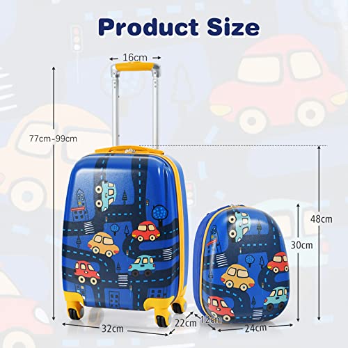 GYMAX Kids Hand Trolley Set, Navy Blue