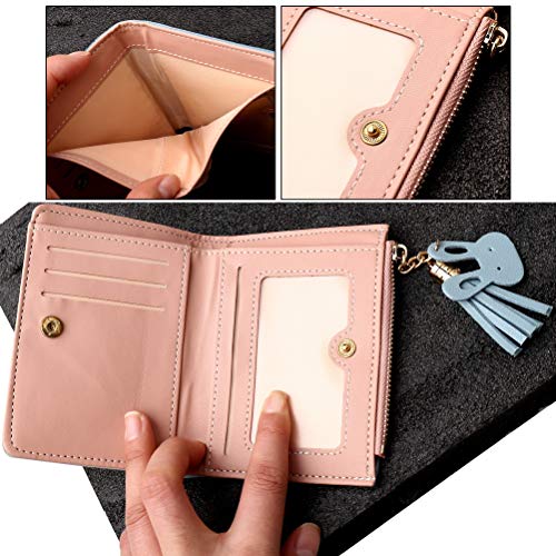 Stylish Women's Blue Wallet with Rabbit-Shaped Metal Tassels