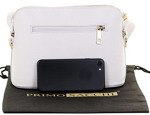 Italian White Leather Small Triangular Designer Bag