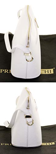 Italian White Leather Small Triangular Designer Bag