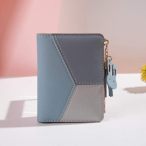 Stylish Women's Blue Wallet with Rabbit-Shaped Metal Tassels