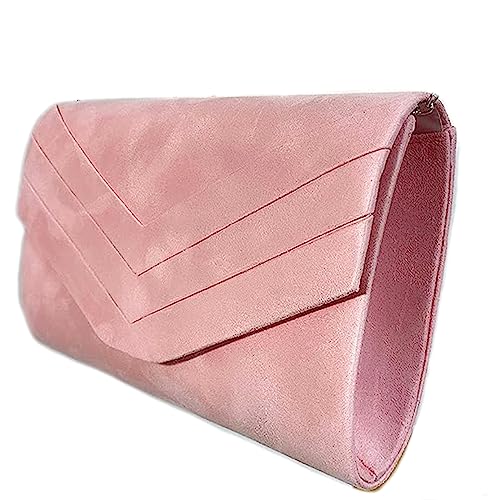 LeahWard Women's Pink Faux Suede Clutch Handbag