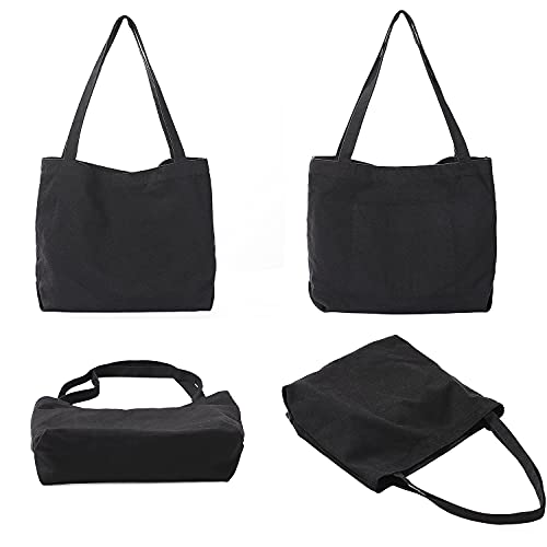 Etercycle Black Canvas Tote Bag: Big Capacity, Fashionable