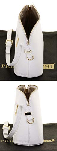Italian White Leather Small Triangular Designer Bag