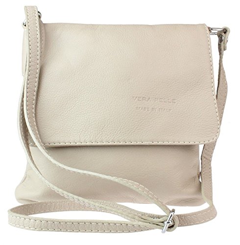 RS.FASHIONS Women's Small Italian Leather Crossbody Bag - Beige