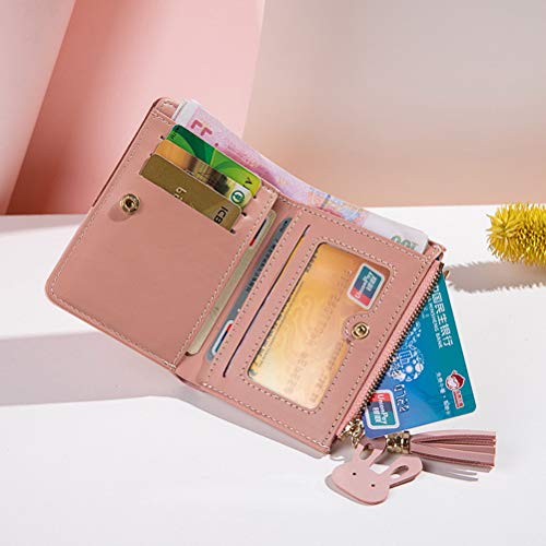 Stylish Women's Blue Wallet with Rabbit-Shaped Metal Tassels