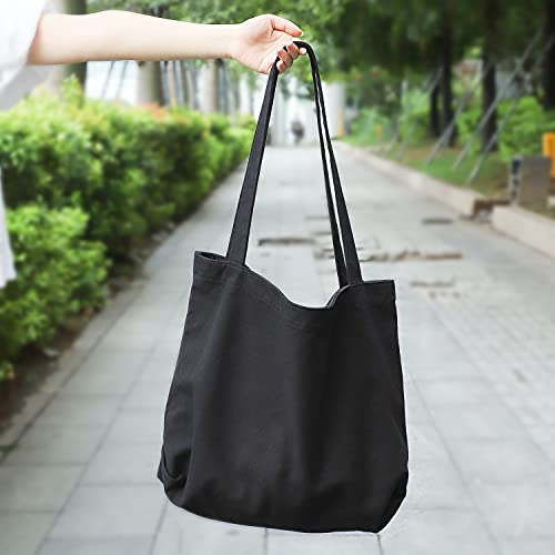 Etercycle Black Canvas Tote Bag: Big Capacity, Fashionable
