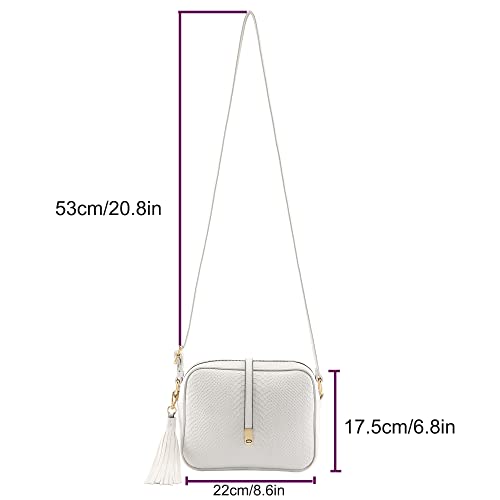 Faletony Women's Leather Snakeskin Crossbody Handbag with Tassel