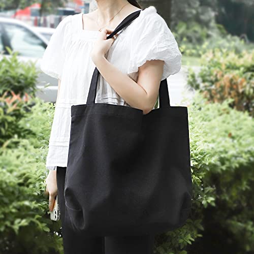 Etercycle Black Canvas Tote Bag: Big Capacity, Fashionable