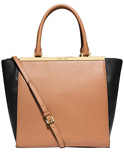 Michael Kors Lana Large Colorblocked Convertible Tote - Suntan/Black