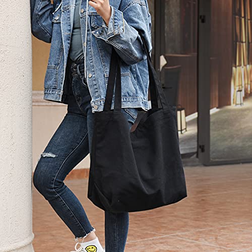 Etercycle Black Canvas Tote Bag: Big Capacity, Fashionable