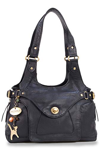 Catwalk Collection ROXANNA Black Leather Designer Handbag