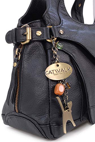 Catwalk Collection ROXANNA Black Leather Designer Handbag