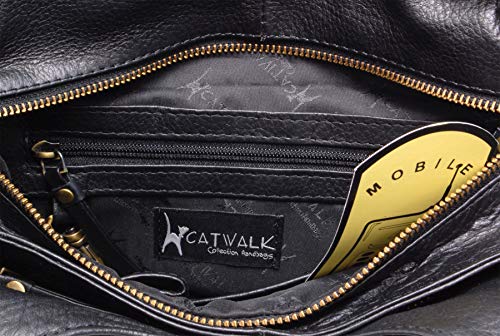 Catwalk Collection ROXANNA Black Leather Designer Handbag