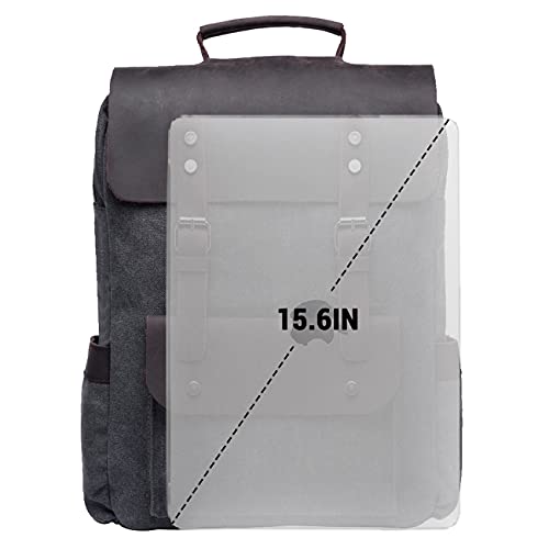 VASCHY Vintage Leather Canvas Backpack for Men