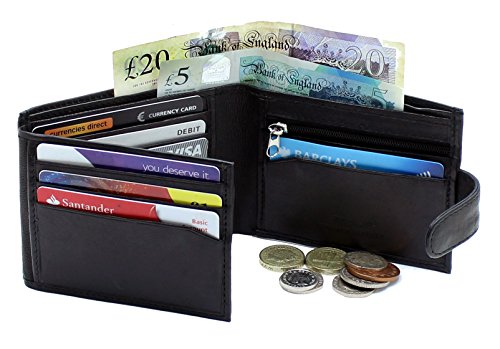 RAS Men's Black Leather Wallet with RFID Protection