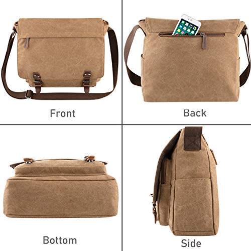 AIZBO Men's Canvas Shoulder Messenger Bag - Brown