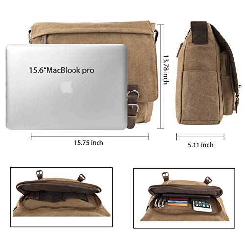 AIZBO Men's Canvas Shoulder Messenger Bag - Brown